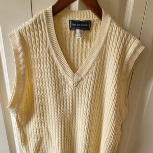 Mark, Fore & Strike Vintage Yellow Cabled Cotton V-Neck. Size L. EEUC.